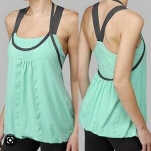 Lululemon Teal Shelf Bra Two-Layer Athletic/Tennis Shirt Women's 8 EXCELLENT